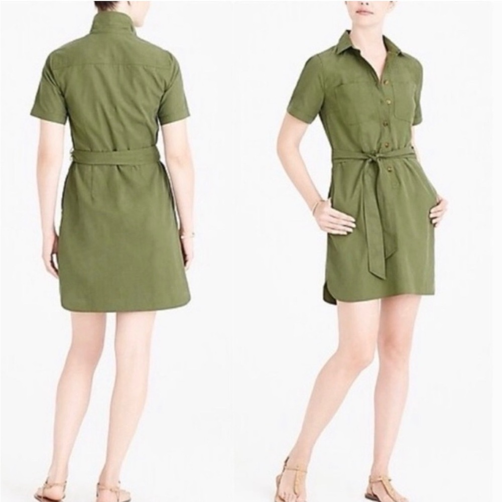 J. Crew Olive Green Utility Shirt Dress | 18